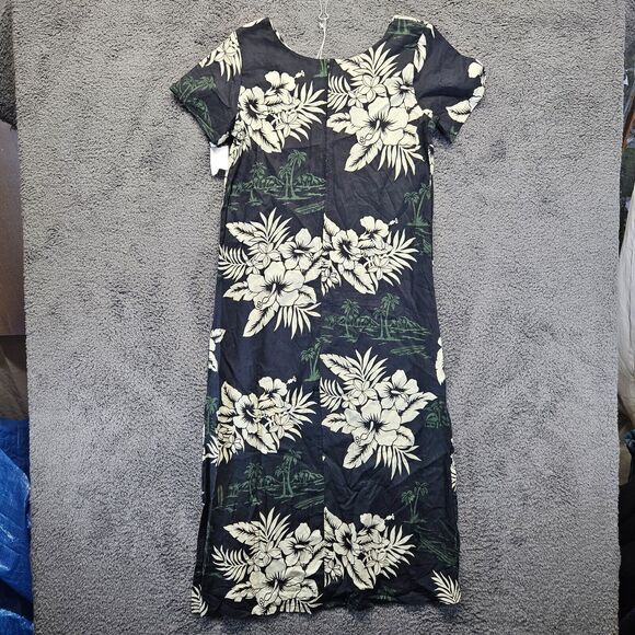 Hawaiian Reserve‎ Collection Dress Womens Medium Black Floral Short Sleeve - Picture 10 of 11